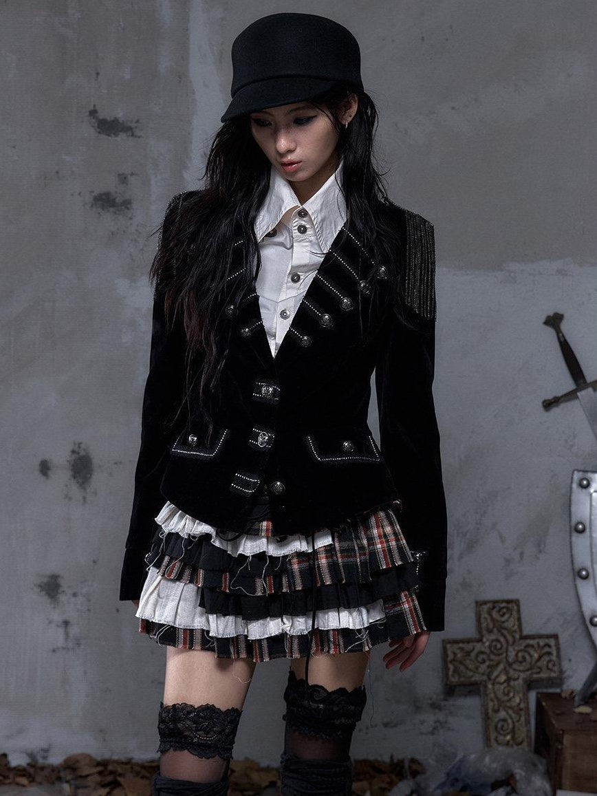 NO ROMANCE Layered Low Waist Punk Cake Skirt Loose Linen Cotton Youth Citywalk Mini Skirts