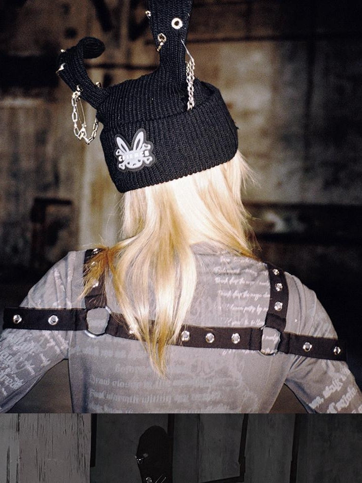 CFIERCE Soft Acrylic Knit Cute Sweet Style Adjustable Unisex Black Beanie Hat