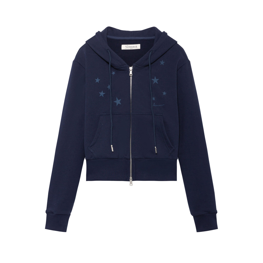Achihara_Star_Print_Cropped_Zip_Hooded_Slim_Fit_Long_Sleeve_Women'S_Cotton_Hoodies_MISSTT