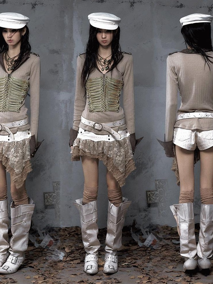 NO ROMANCE Pastel Yellow Faux Two Piece Slim Mid Rise City Walk Casual Women Mini Skirts