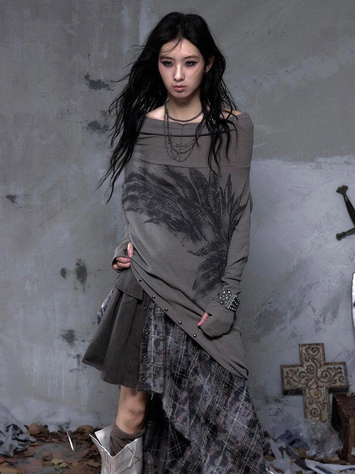 NO ROMANCE Soft Stretch Viscose Printed Cropped Fitted Waist Women Long Sleeve T-Shirts