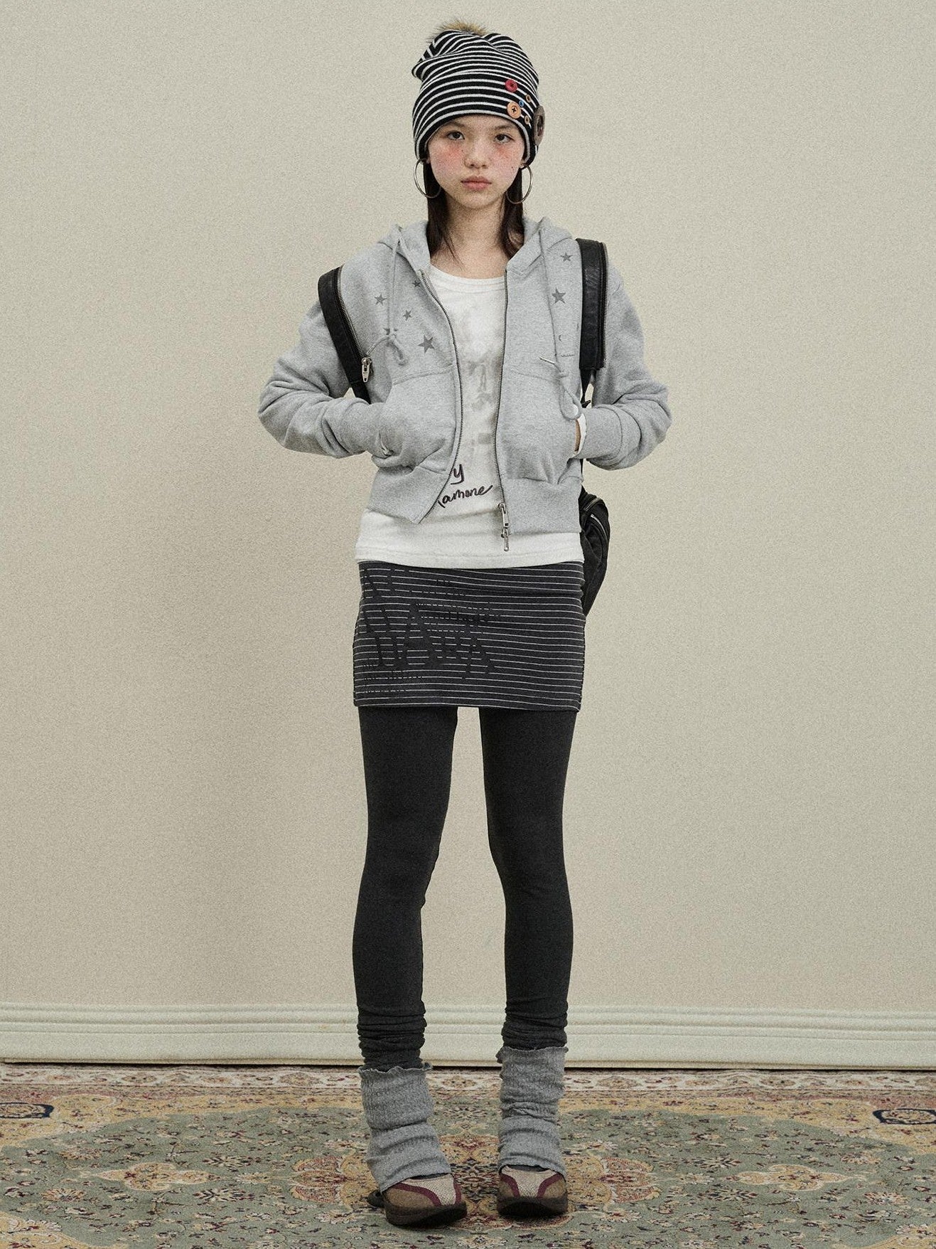 Achihara Star Print Cropped Zip Hooded Slim Fit Long Sleeve Women'S Cotton Hoodies