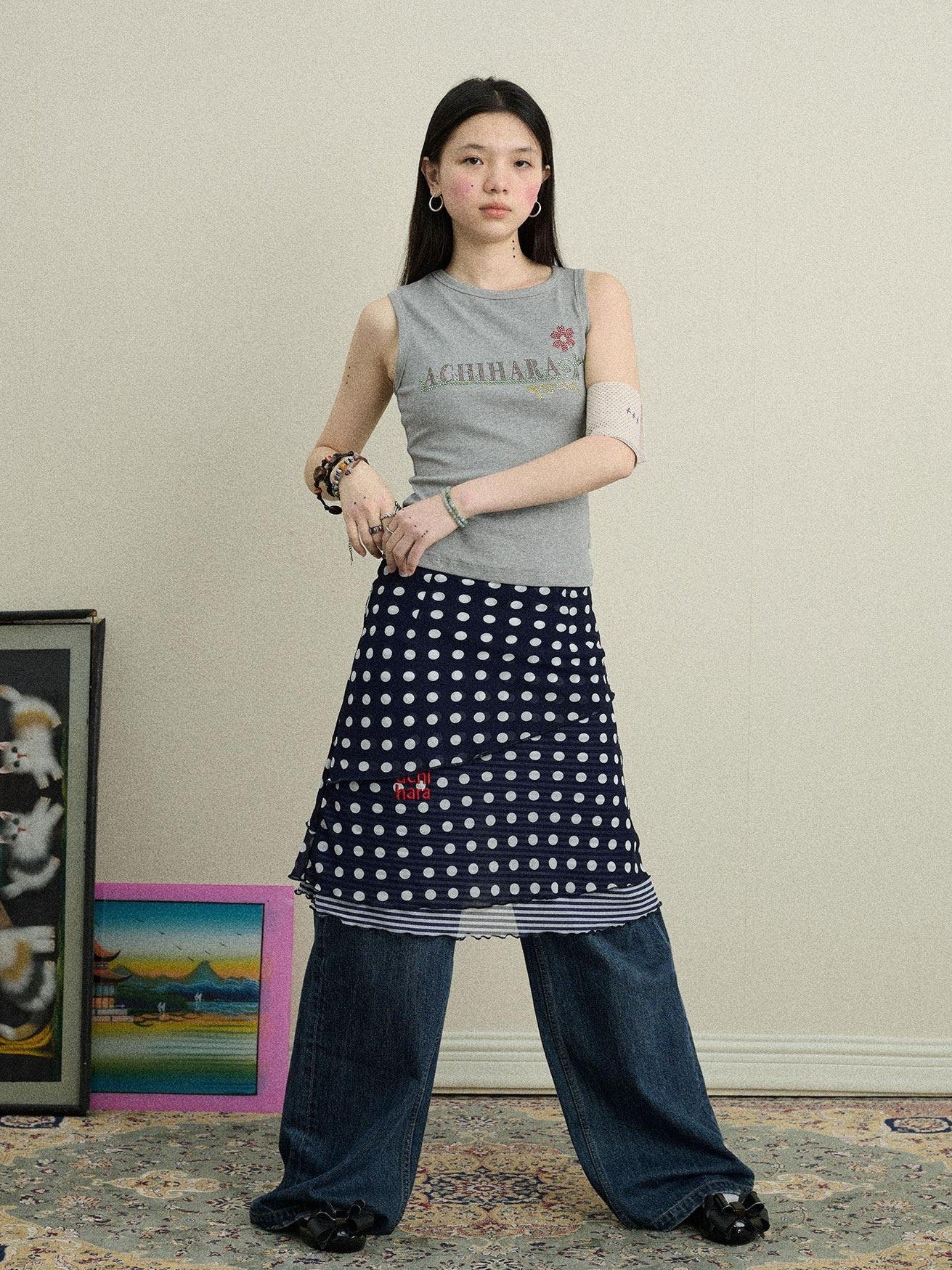 Achihara Hotfix Rhinestone Letter Print Women'S Cotton Stretch Tank Tops