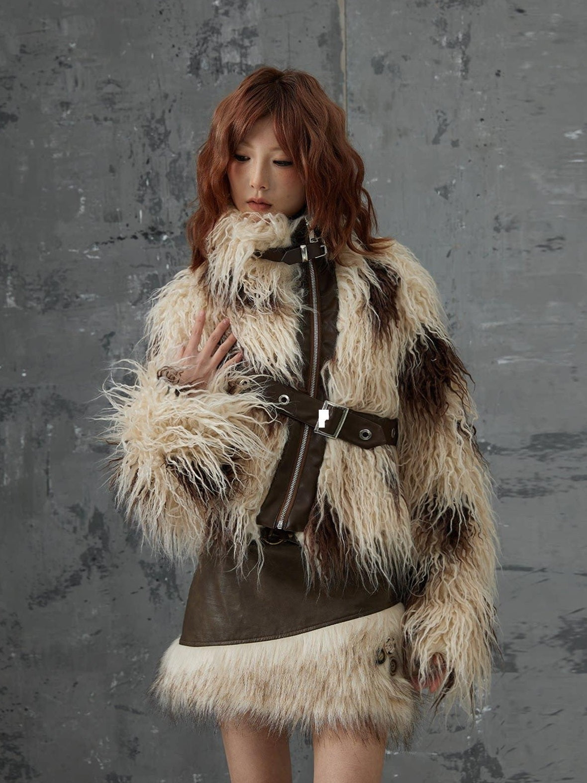 Frustration Garden Warm Thick Polyester Loose Fit Short Zipper Cow Brown Womens Casual Jackets