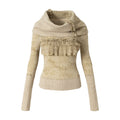 NO_ROMANCE_Soft_Vintage_Slim_Fit_Crew_Neck_Women_Apricot_And_Khaki_Long_Sleeve_T-Shirts_MISSTT
