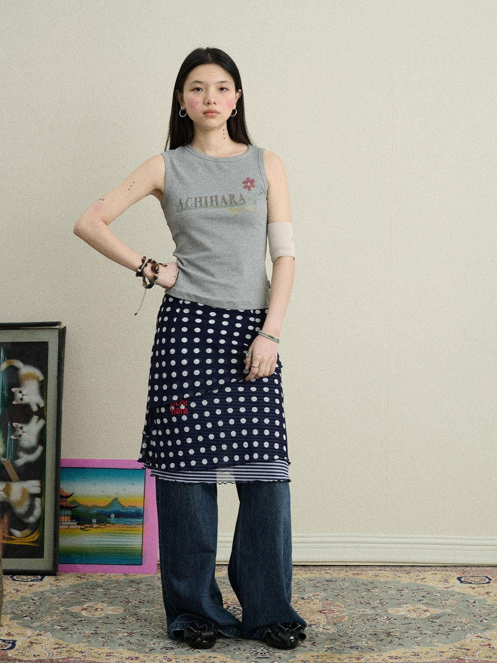 Achihara Hotfix Rhinestone Letter Print Women'S Cotton Stretch Tank Tops