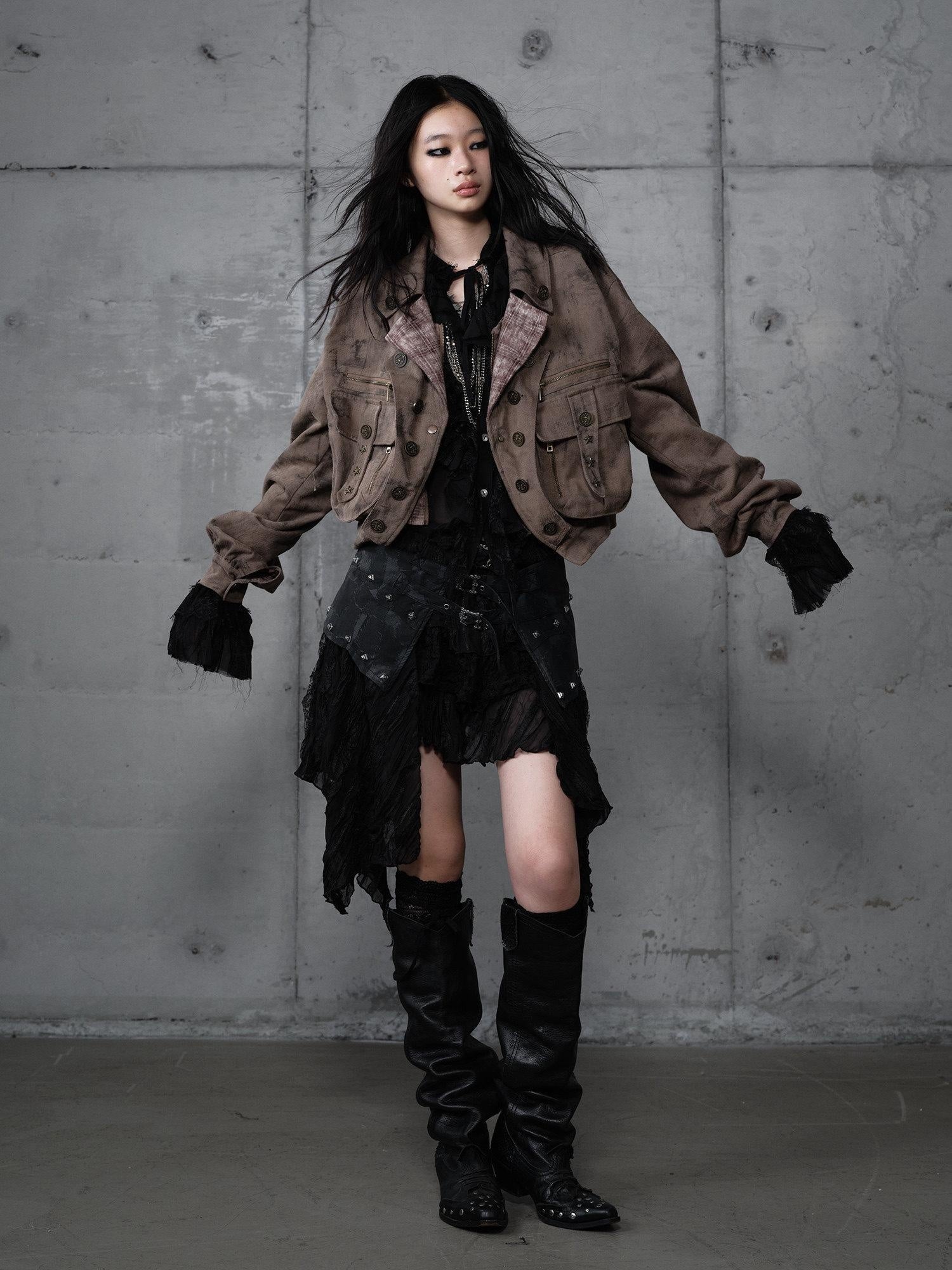 NO ROMANCE Vintage Oversized Plaid Lapel Button Front Long Sleeve Women Casual Jackets