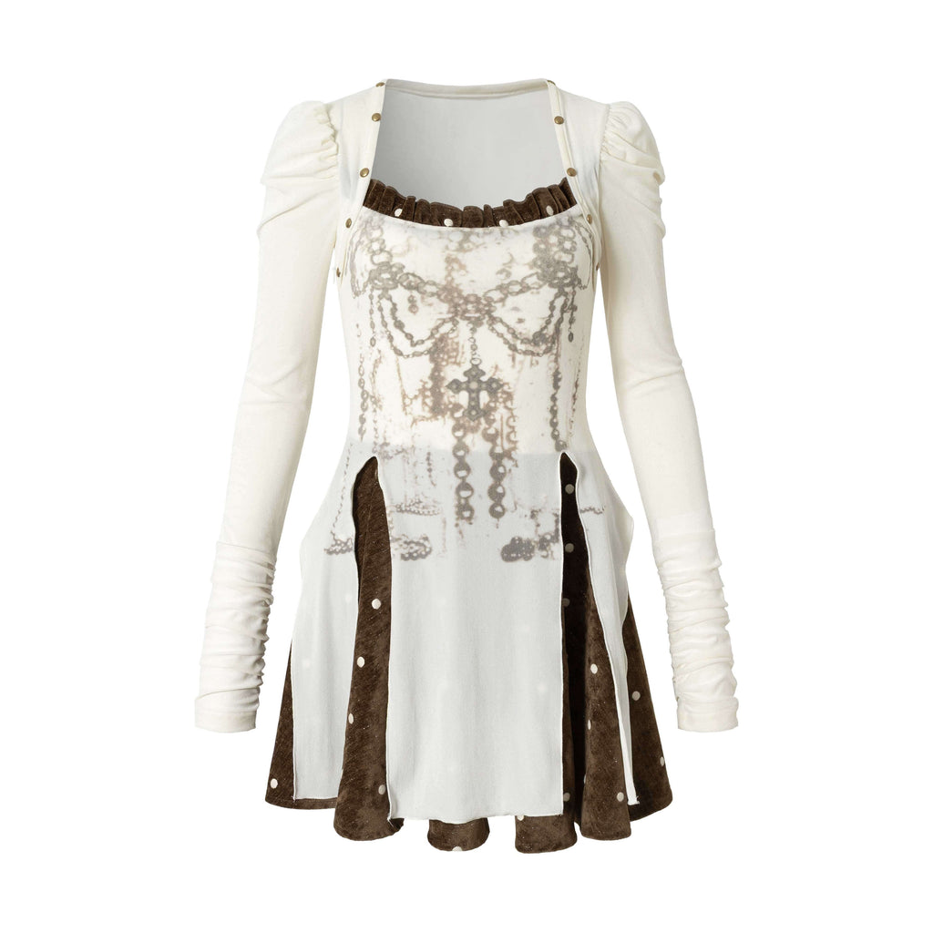 NO_ROMANCE_Vintage_Puff_Sleeve_Square_Neck_Slim_A_Line_Citywalk_Party_Casual_Mini_Dresses_MISSTT