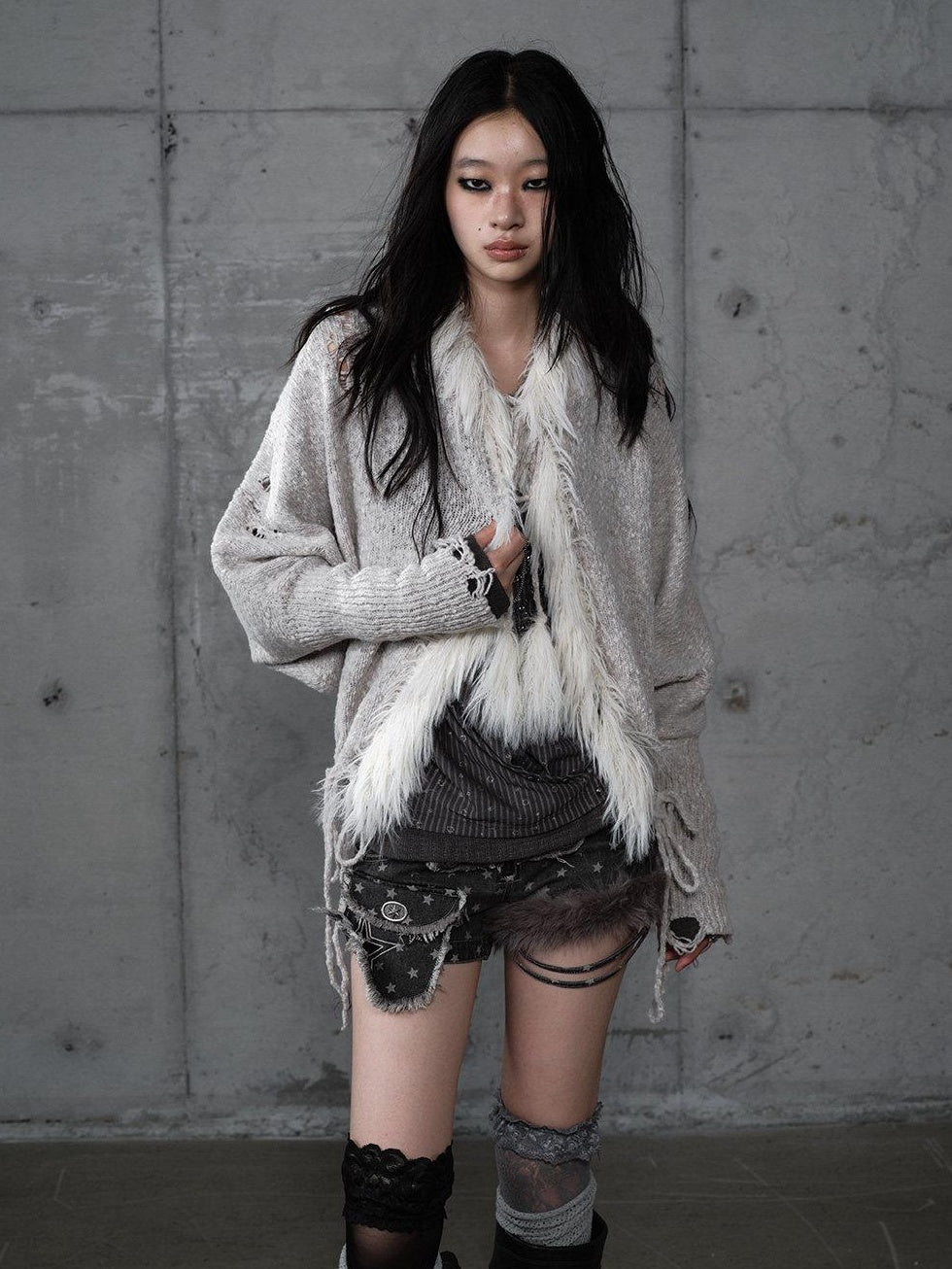 NO ROMANCE Cozy Wool Blend Vintage Loose Fringe Batwing Cardigan Women Knit Sweaters