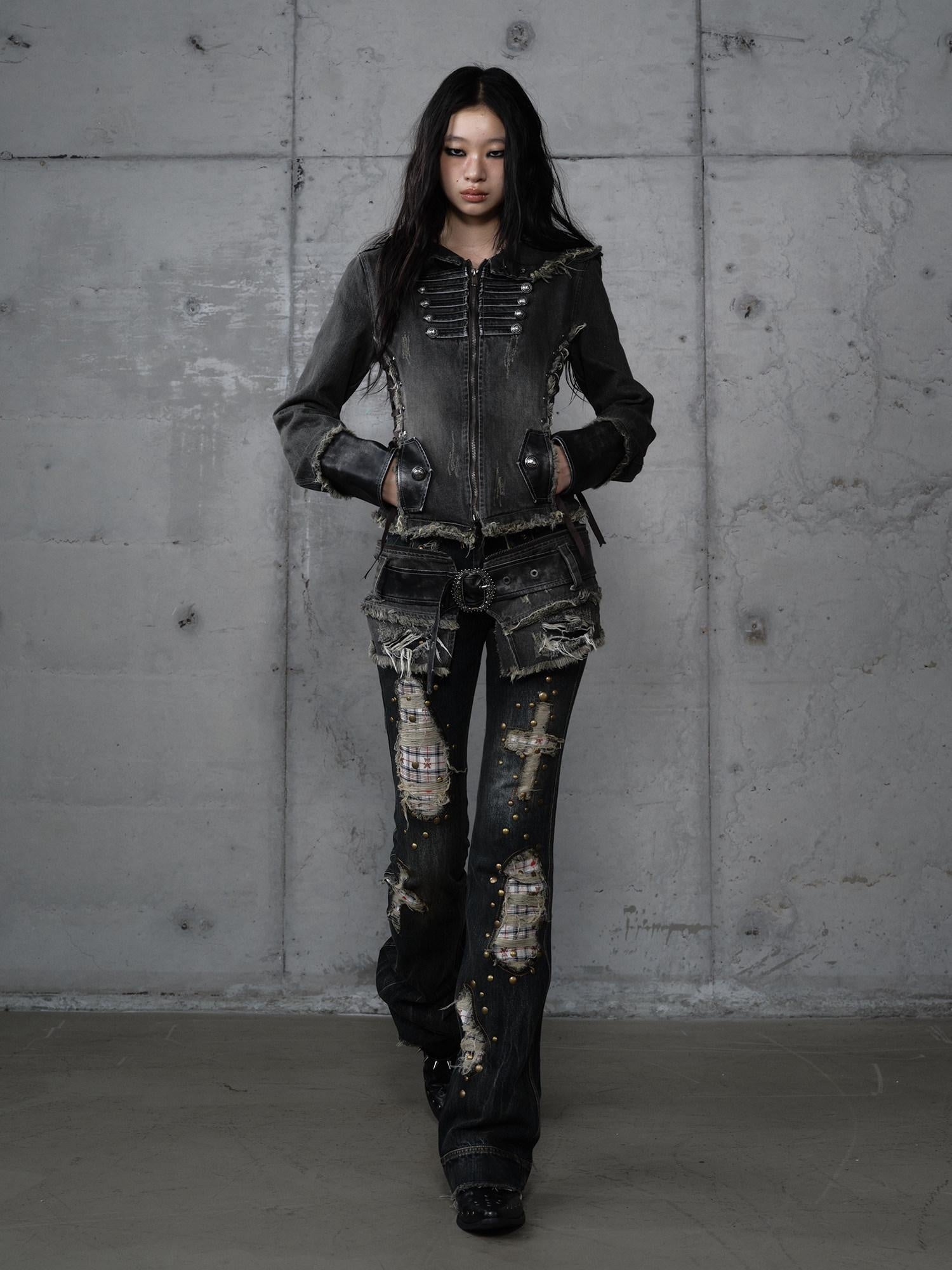NO ROMANCE Regal Slim Fit Detachable Hood Women 100 Percent Cotton Denim Jackets