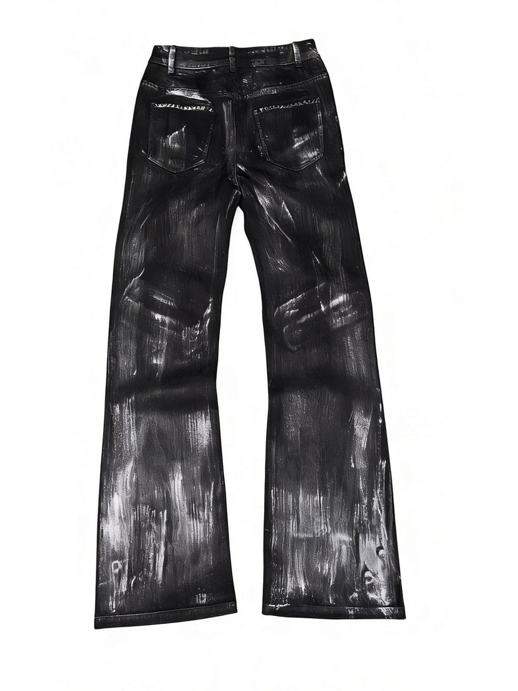 PAIKI Zipper Studs Digital Galaxy Print Mid Rise Slim Unisex Straight Jeans