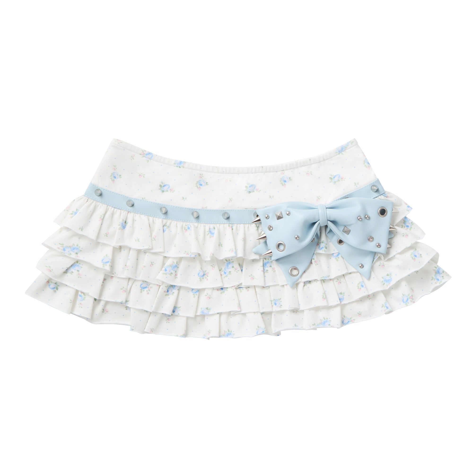 CFIERCE_Bow_Detail_Tiered_Cake_Slim_Fit_Mid_Waist_Printed_Cotton_Blend_Youth_Skirt_MISSTT