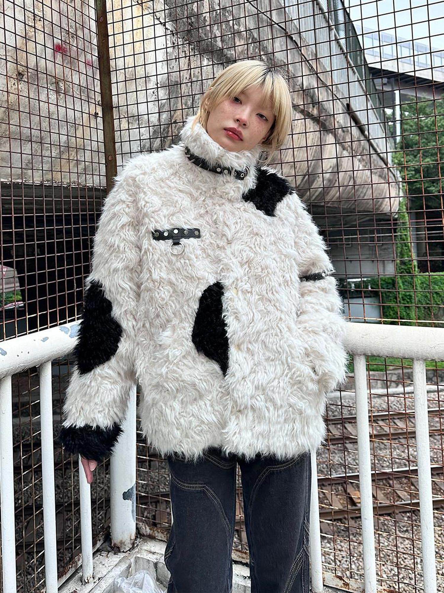 CFIERCE Thick Hooded Mid Length Casual Unisex Off White Polyester Warm