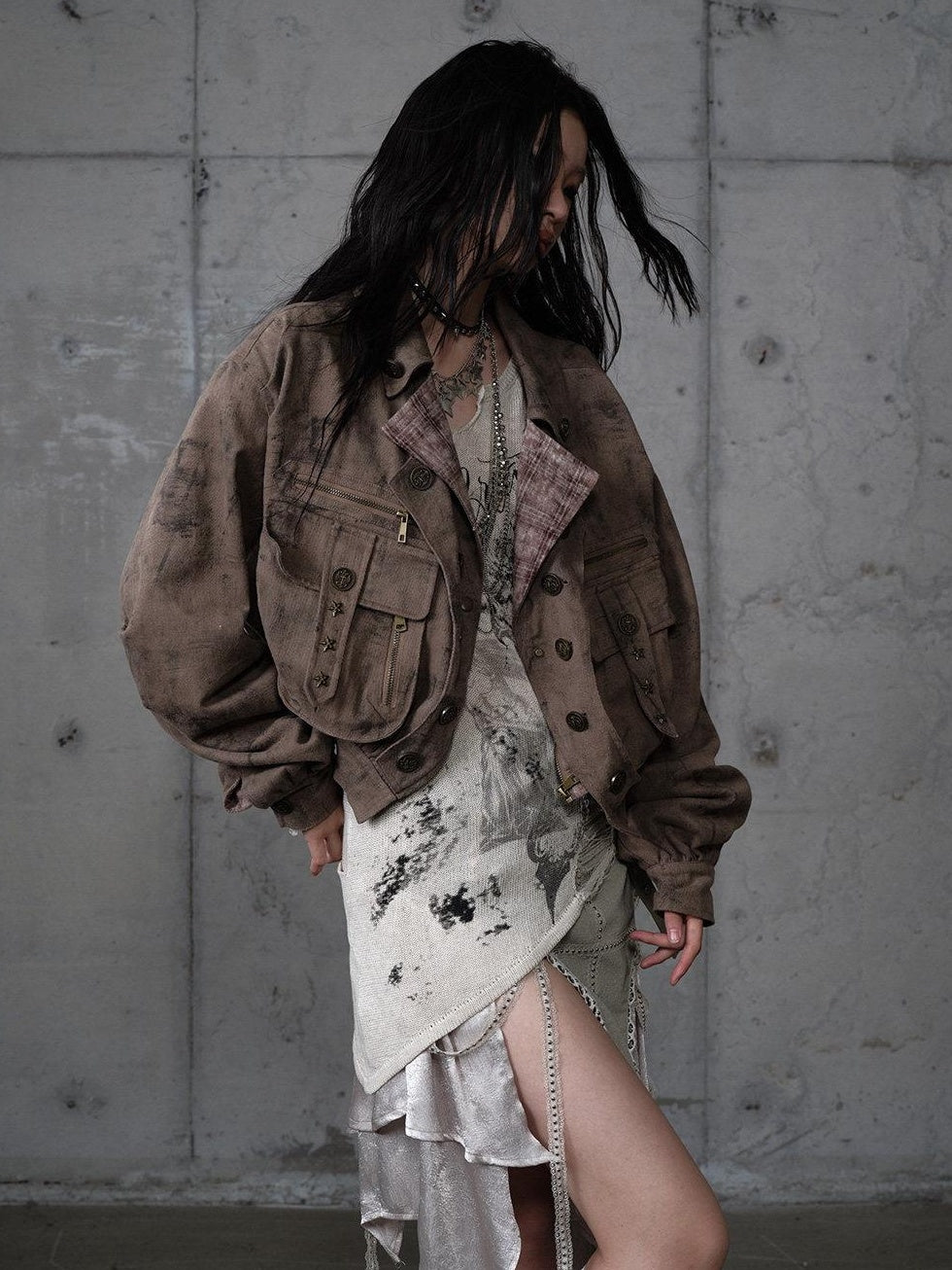 NO ROMANCE Vintage Oversized Plaid Lapel Button Front Long Sleeve Women Casual Jackets