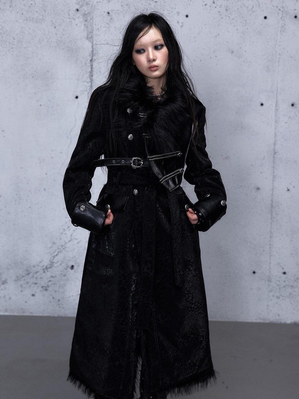 NO ROMANCE Reversible Leopard Print Punk Loose Double Breasted Women Midlength Long Coats
