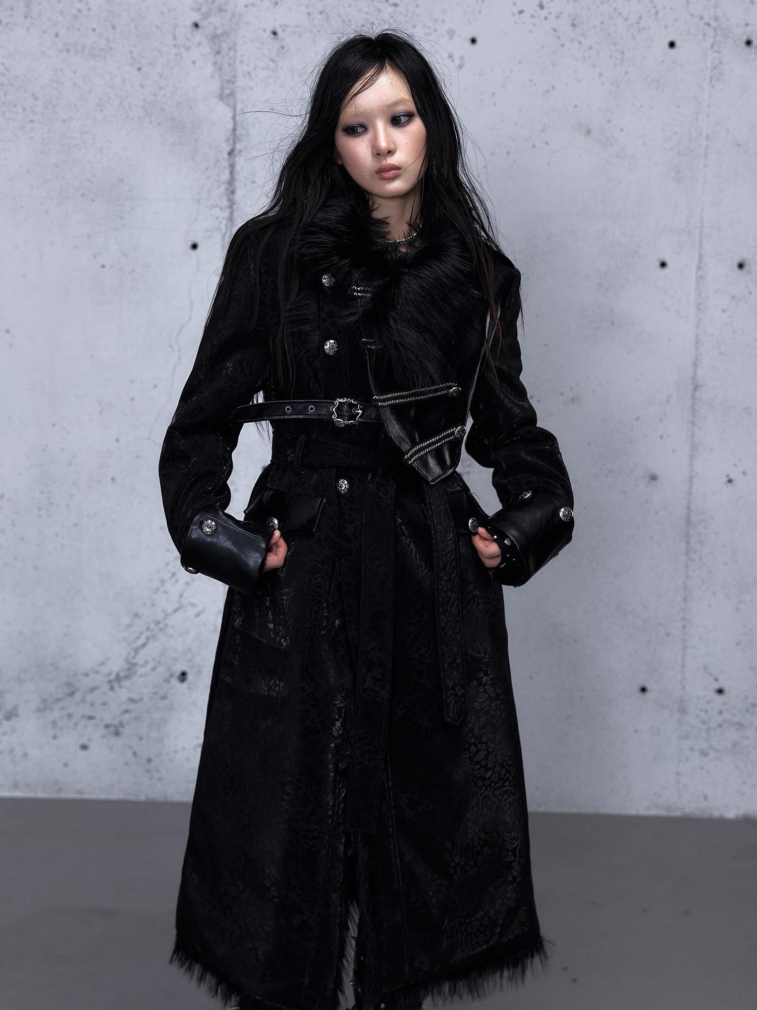 NO ROMANCE Reversible Leopard Print Punk Loose Double Breasted Women Midlength Long Coats