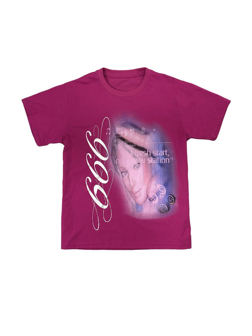 PAIKI 100 Percent Cotton Digital Print Rock Unisex Magenta Short Sleeve T-Shirts