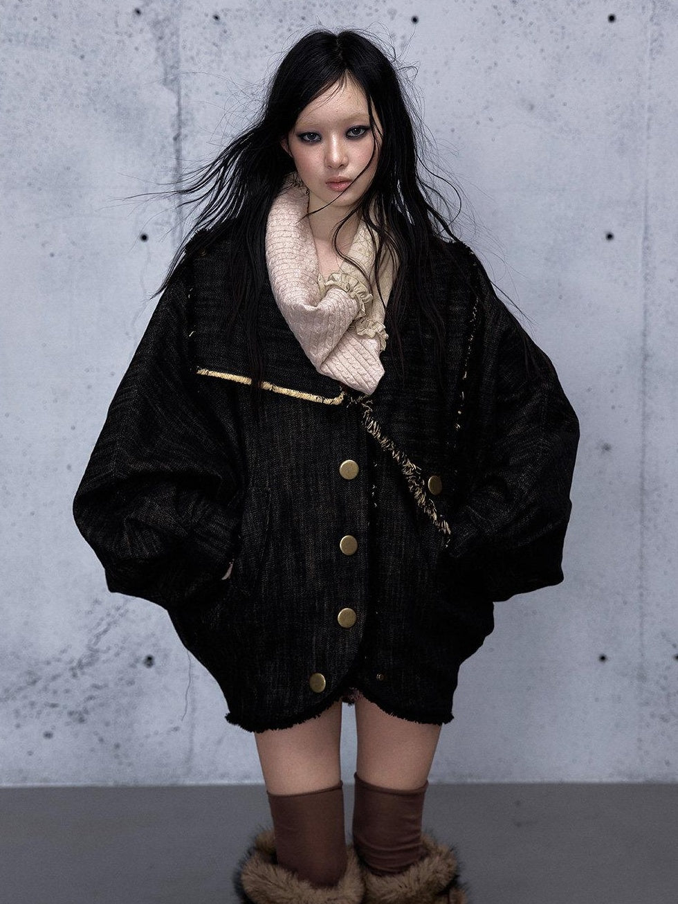 NO ROMANCE Thick Reversible Retro Batwing Sleeves Women Plaid Denim Red Casual Jackets