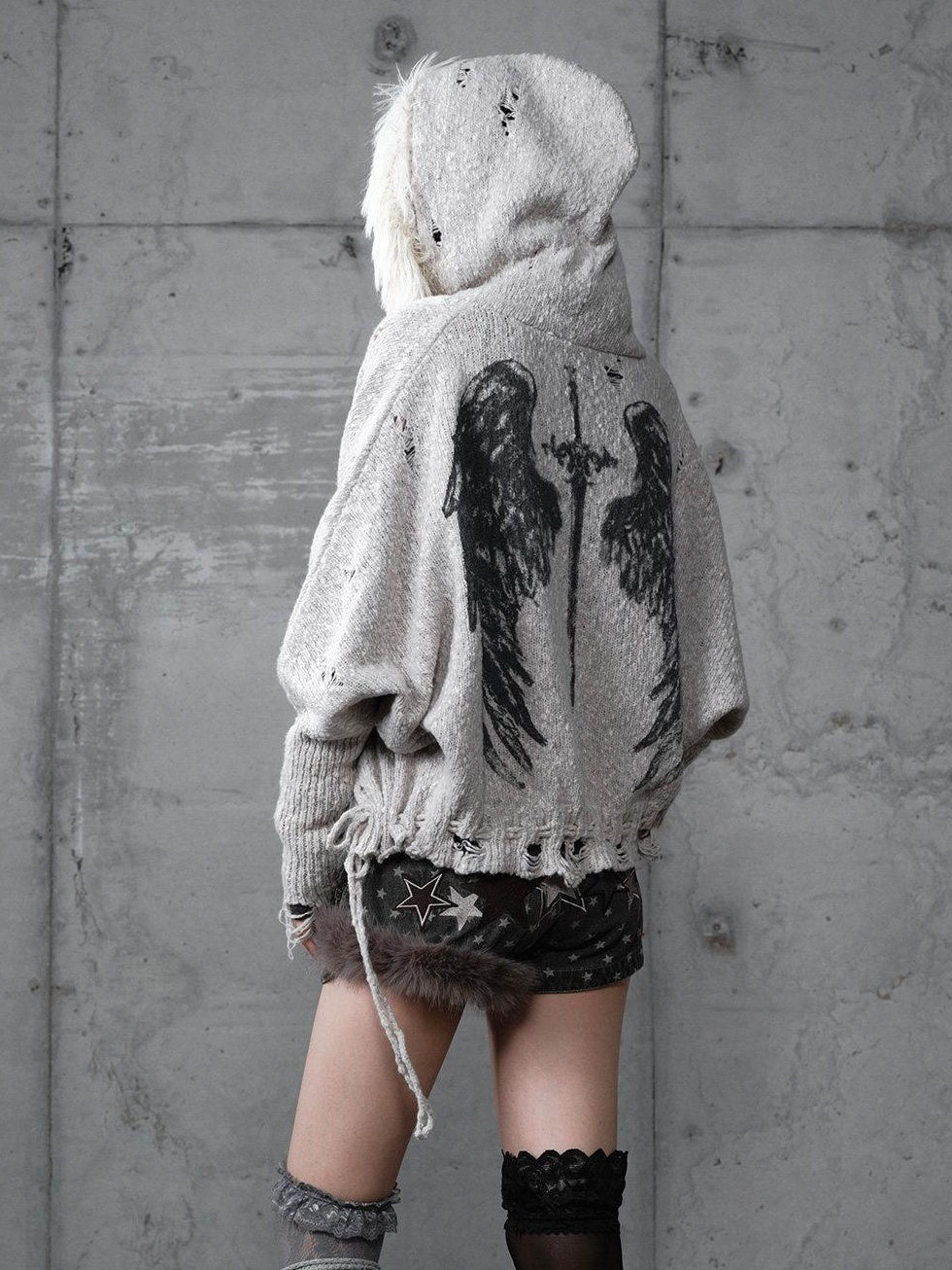 NO ROMANCE Cozy Wool Blend Vintage Loose Fringe Batwing Cardigan Women Knit Sweaters