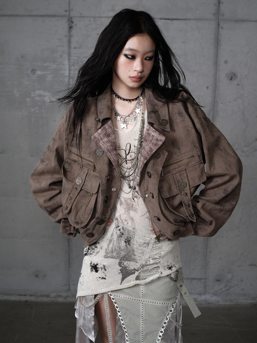 NO ROMANCE Vintage Oversized Plaid Lapel Button Front Long Sleeve Women Casual Jackets