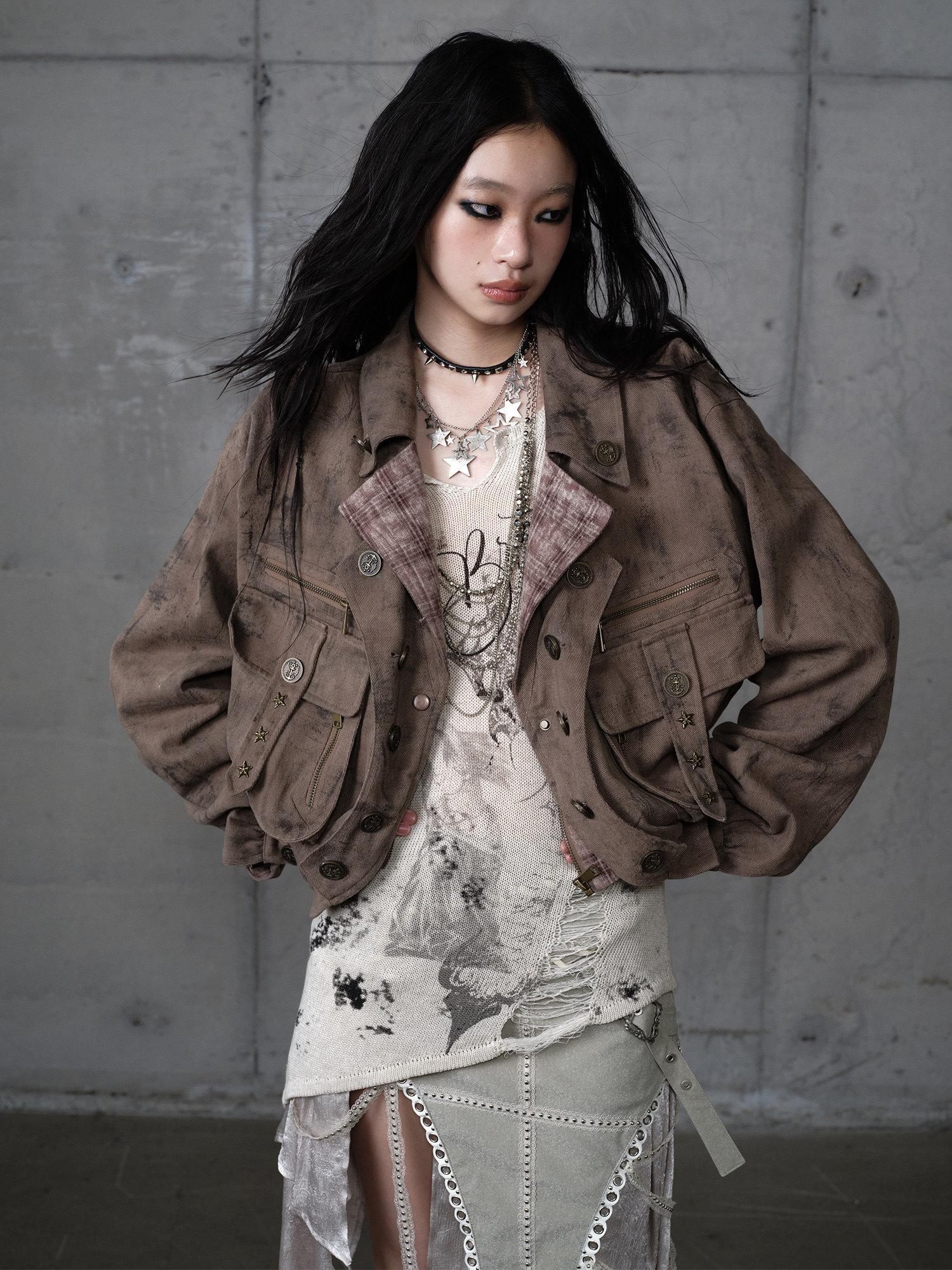 NO ROMANCE Vintage Oversized Plaid Lapel Button Front Long Sleeve Women Casual Jackets
