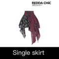 ReddaChic_Cotton_Patchwork_A_Line_Hem_For_Women_High_Waist_Short_Sleeve_T-Shirts_MISSTT