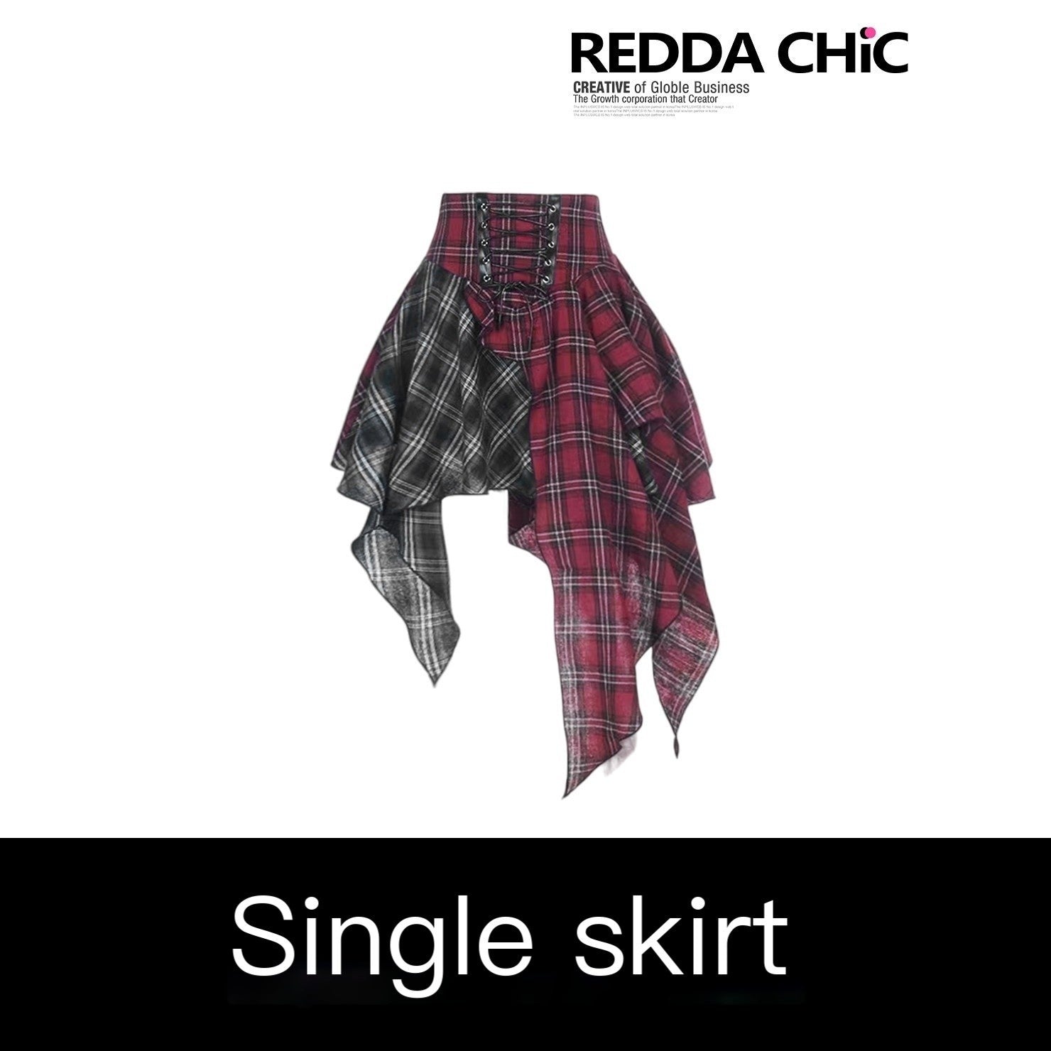 ReddaChic_Cotton_Patchwork_A_Line_Hem_For_Women_High_Waist_Short_Sleeve_T-Shirts_MISSTT