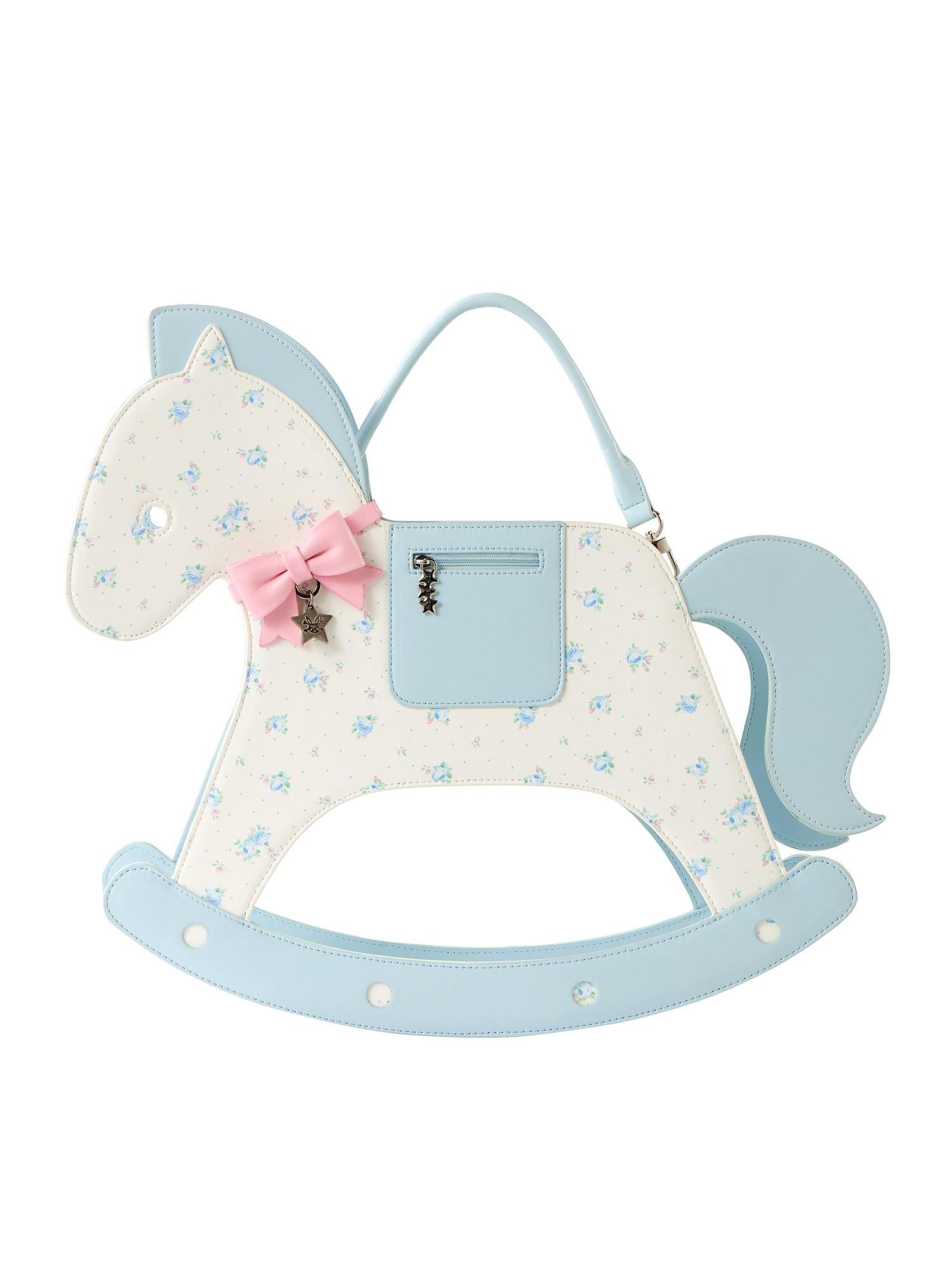 CFIERCE Floral Horse Shaped Sweet Edgy Single Strap Zipper Unisex Crossbody Bag