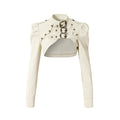 NO_ROMANCE_Cropped_Pu_Punk_Stand_Collar_Snap_Closure_Women_Regular_Fit_Track_Jackets_MISSTT