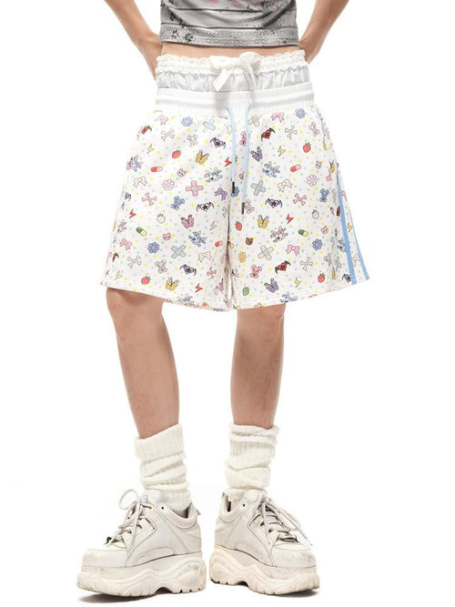 CFIERCE 100% Cotton Street Relaxed Wide Leg Drawstring Natural Waist Pocket Youth White