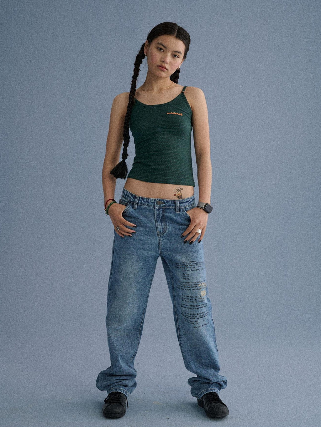 Achihara Green Slim Cropped Round Neck No Padding Women'S Cotton Blend Camisoles
