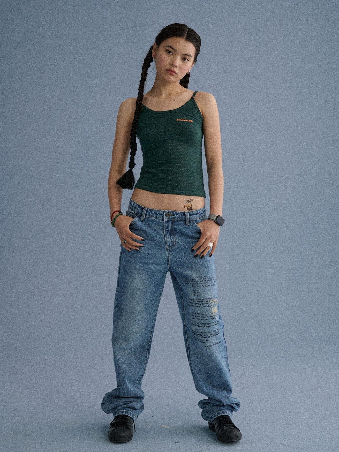 Achihara Green Slim Cropped Round Neck No Padding Women'S Cotton Blend Camisoles