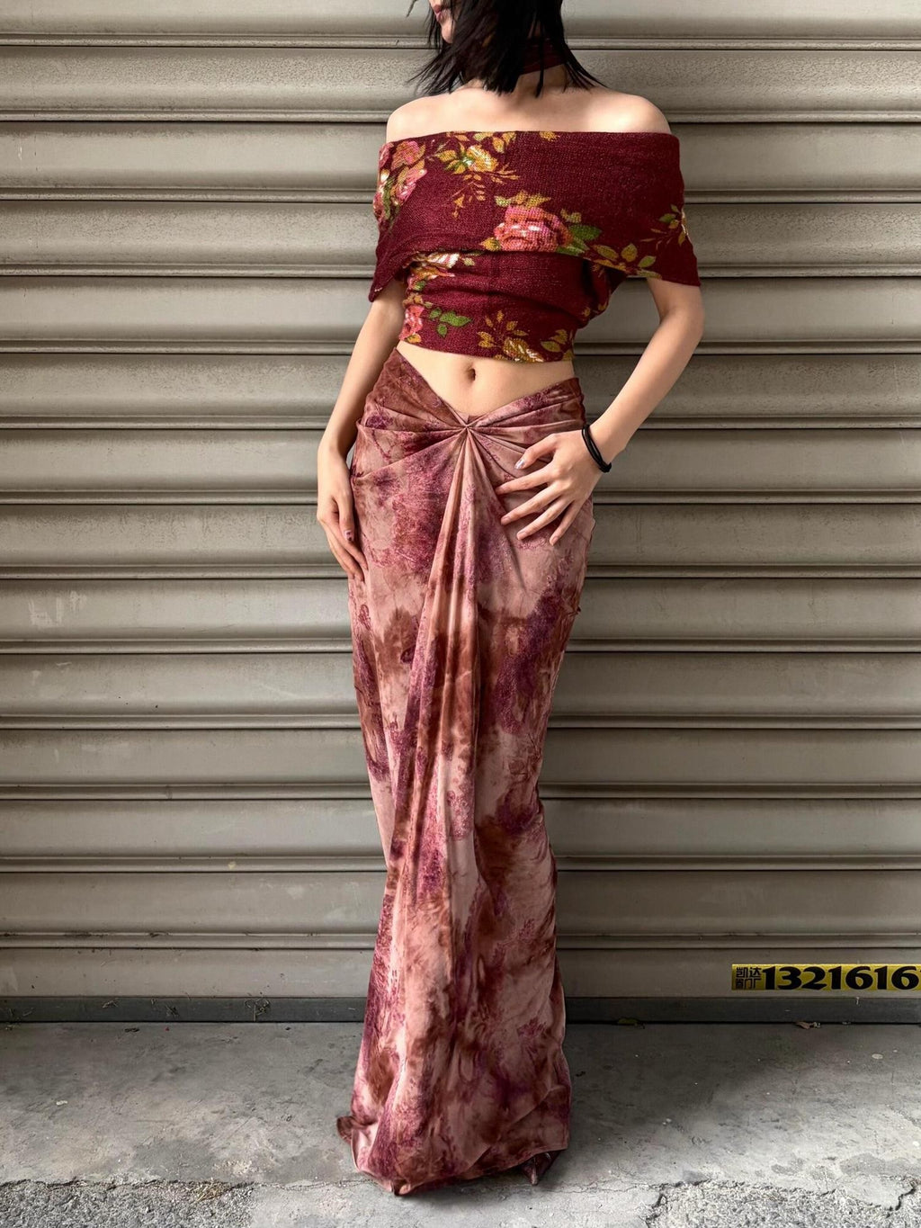 ANTIMOON Asymmetric Back Tie Webbing Cropped Women's Polyester Off-shoulder Sweaters