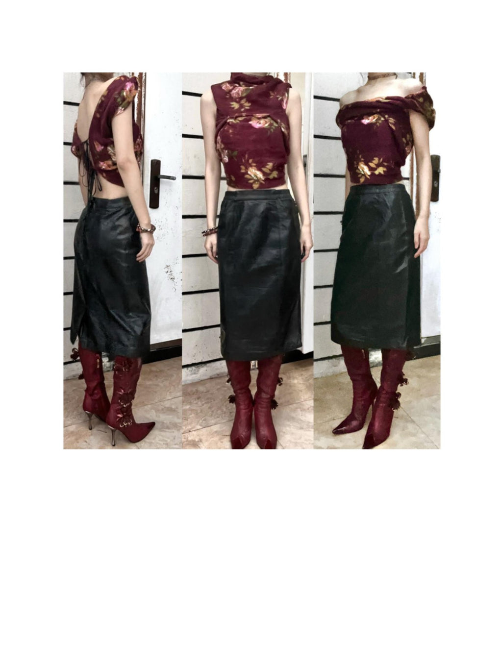 ANTIMOON Asymmetric Back Tie Webbing Cropped Women's Polyester Off-shoulder Sweaters