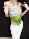 ANTIMOON_Blue_Porcelain_Floral_Scarf_Print_Ruched_Women's_Polyester_Halter_Tops_775548553300_MISSTT