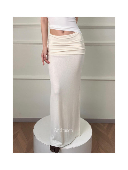 ANTIMOON Bodycon Pleated Slim Fit Women's Viscose Maxi Skirts