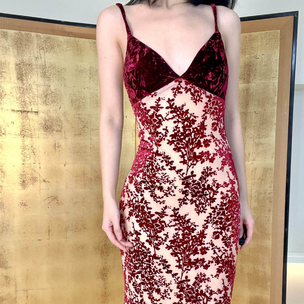 ANTIMOON_Cherry_Red_Vintage_Floral_Burnout_Women's_Velvet_Bodycon_Midi_Dresses_1021113442639_MISSTT