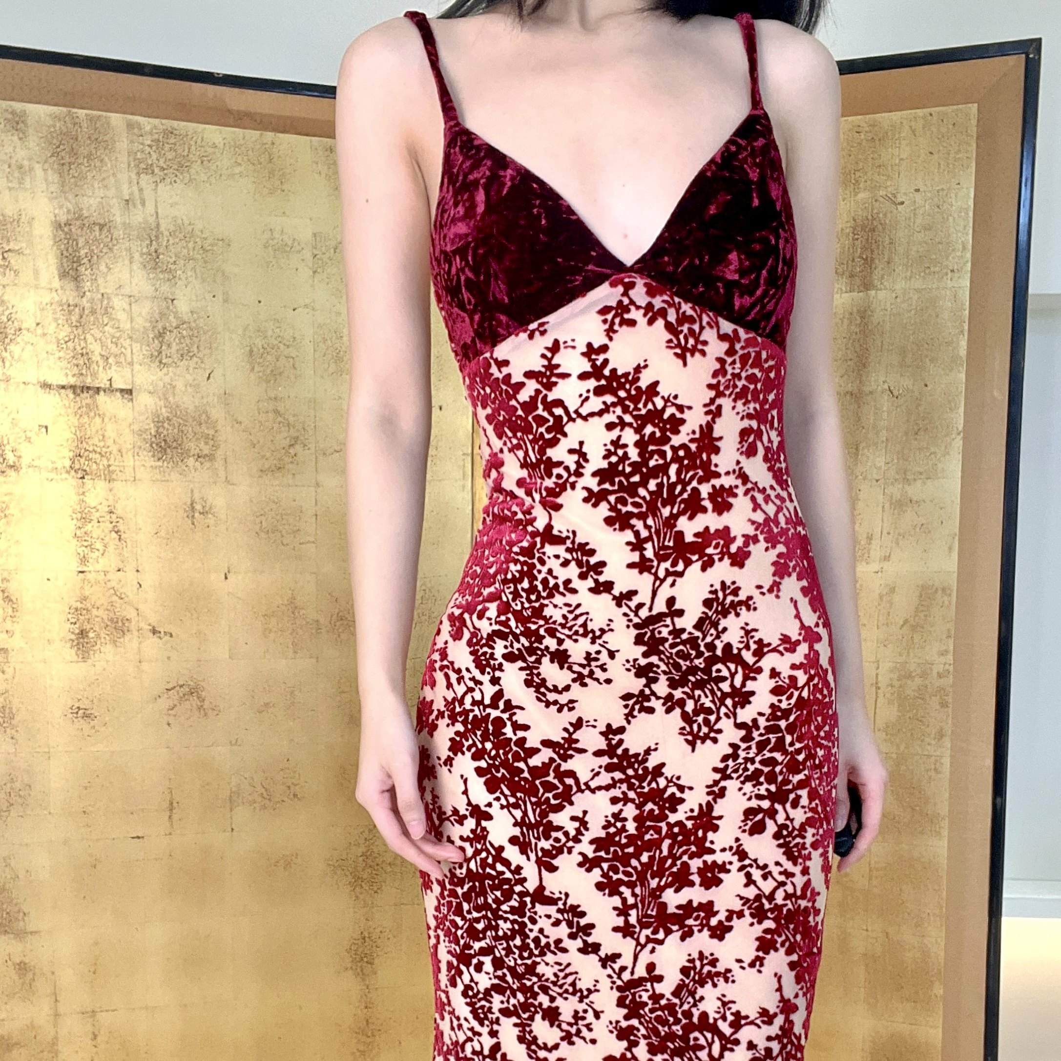 ANTIMOON_Cherry_Red_Vintage_Floral_Burnout_Women's_Velvet_Bodycon_Midi_Dresses_1021113442639_MISSTT