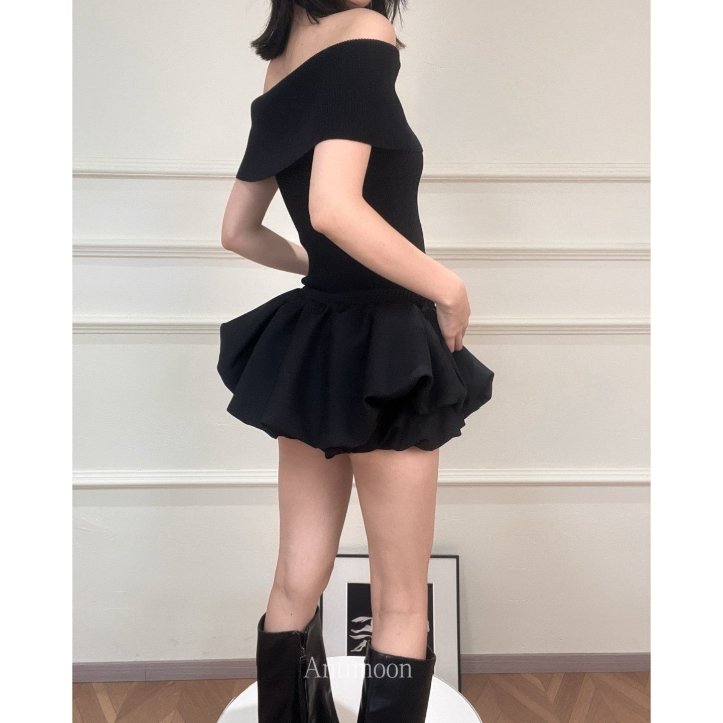 ANTIMOON_Cloud_Bud_Double_Layer_Pleated_Structured_Women's_Polyester_Cotton_Blend_Skorts_1030871291131_MISSTT