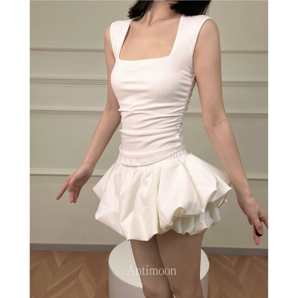 ANTIMOON_Cloud_Bud_Double_Layer_Pleated_Structured_Women's_Polyester_Cotton_Blend_Skorts_1030871291131_MISSTT