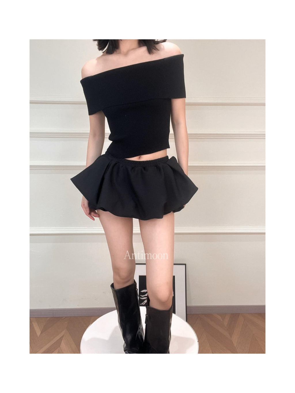ANTIMOON Cloud Bud Double Layer Pleated Structured Women's Polyester Cotton Blend Skorts