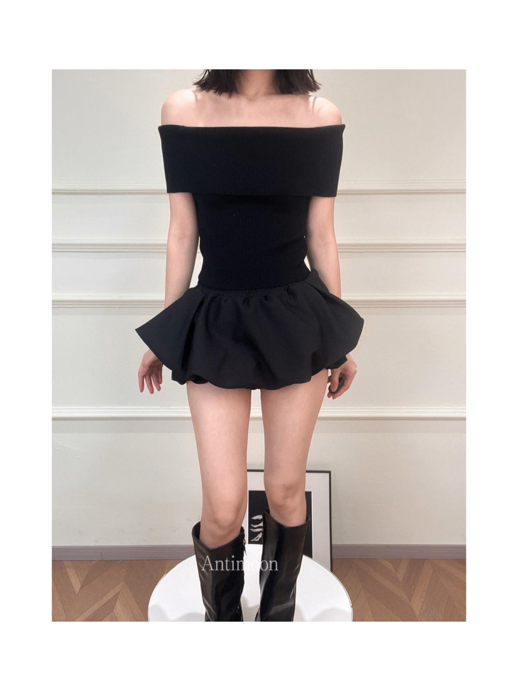 ANTIMOON Cloud Bud Double Layer Pleated Structured Women's Polyester Cotton Blend Skorts