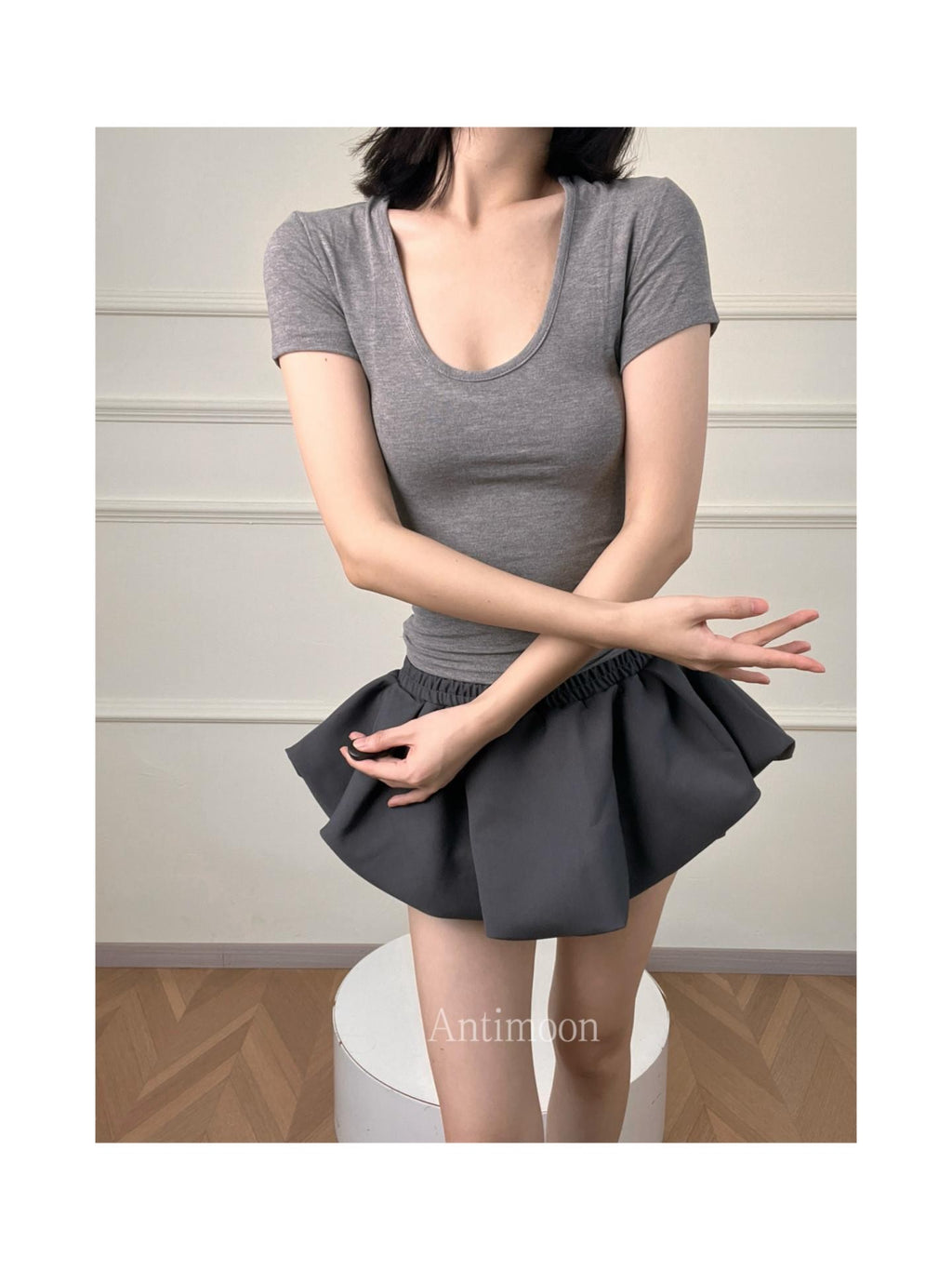 ANTIMOON Cloud Bud Double Layer Pleated Structured Women's Polyester Cotton Blend Skorts
