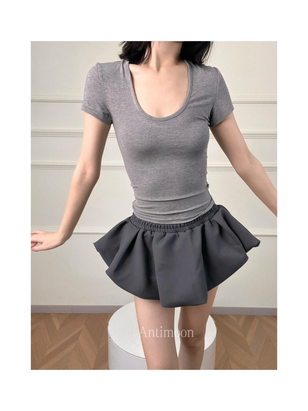 ANTIMOON Cloud Bud Double Layer Pleated Structured Women's Polyester Cotton Blend Skorts