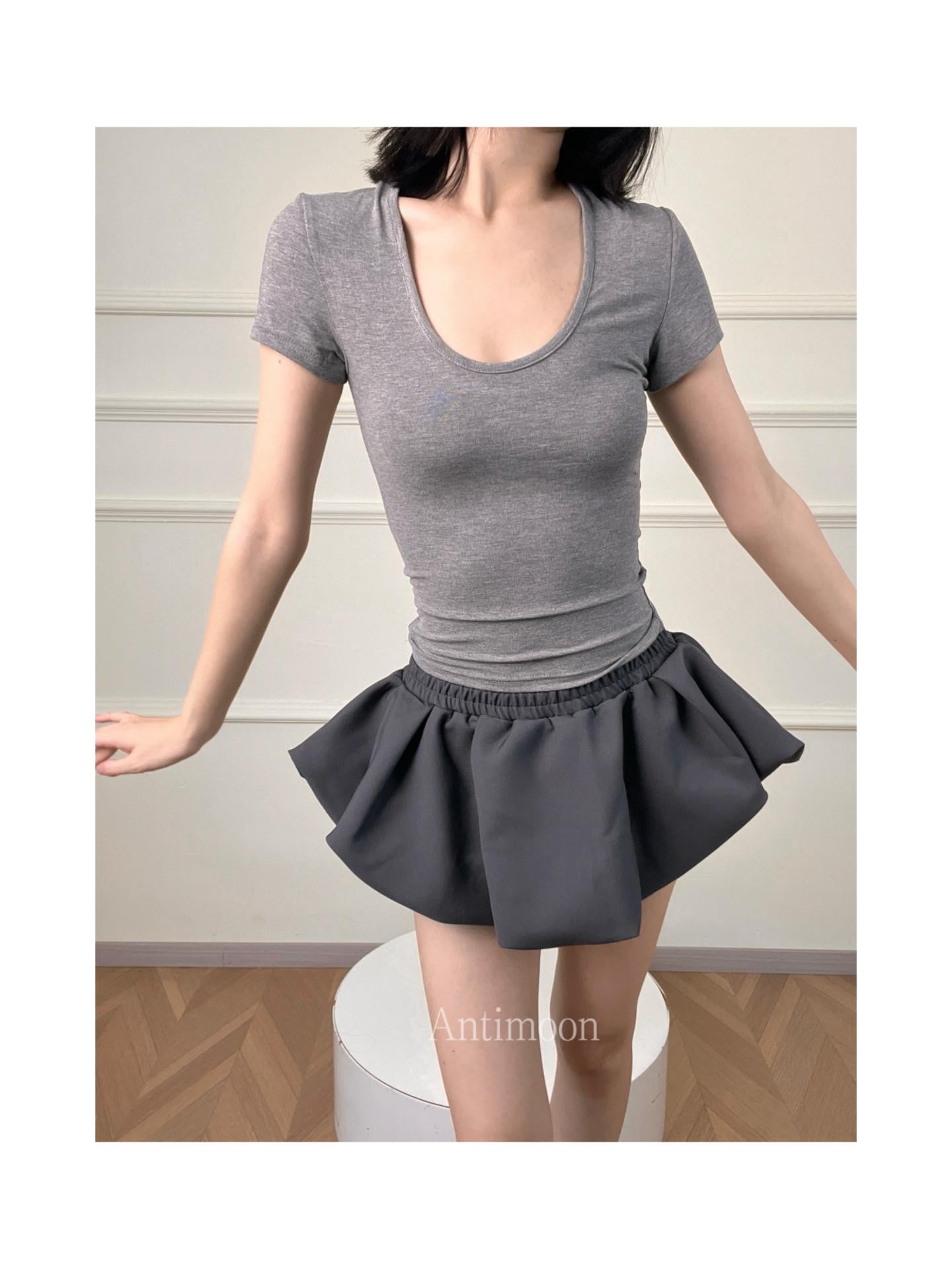 ANTIMOON Cloud Bud Double Layer Pleated Structured Women's Polyester Cotton Blend Skorts
