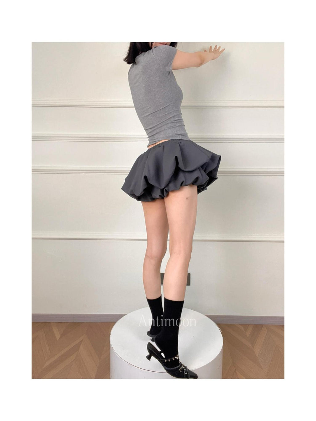 ANTIMOON Cloud Bud Double Layer Pleated Structured Women's Polyester Cotton Blend Skorts