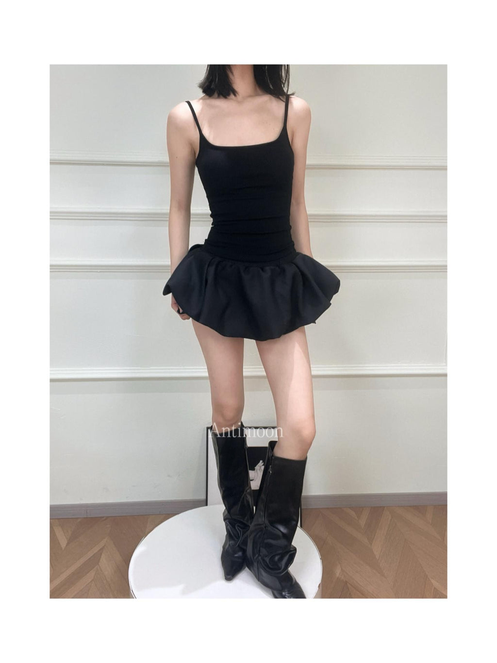 ANTIMOON Cloud Bud Double Layer Pleated Structured Women's Polyester Cotton Blend Skorts