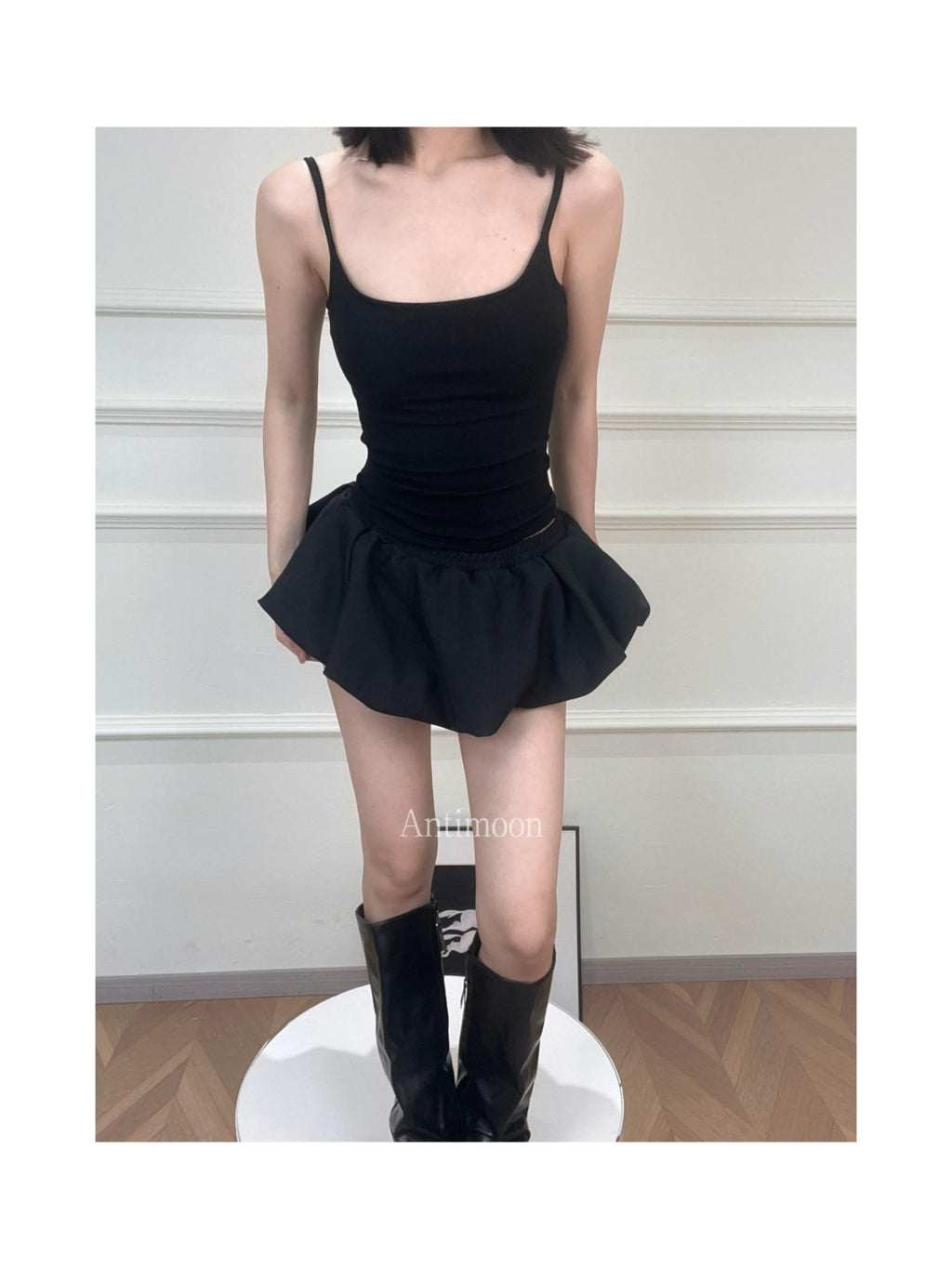ANTIMOON Cloud Bud Double Layer Pleated Structured Women's Polyester Cotton Blend Skorts