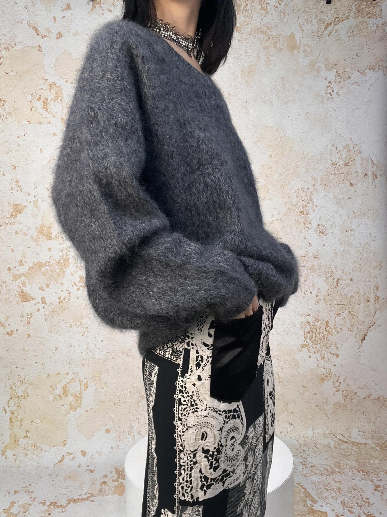 ANTIMOON Cloud Soft Brushed Fleck Oversized Women's All Wool Pullover Sweaters