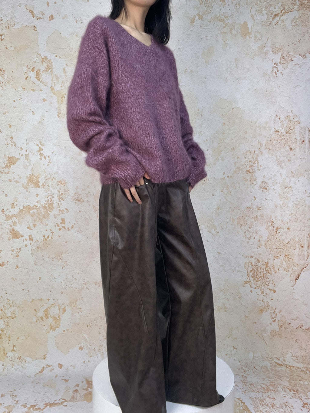 ANTIMOON Cloud Soft Brushed Fleck Oversized Women's All Wool Pullover Sweaters